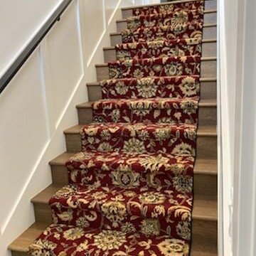 Ornate stair runner installed in Wilsonville OR