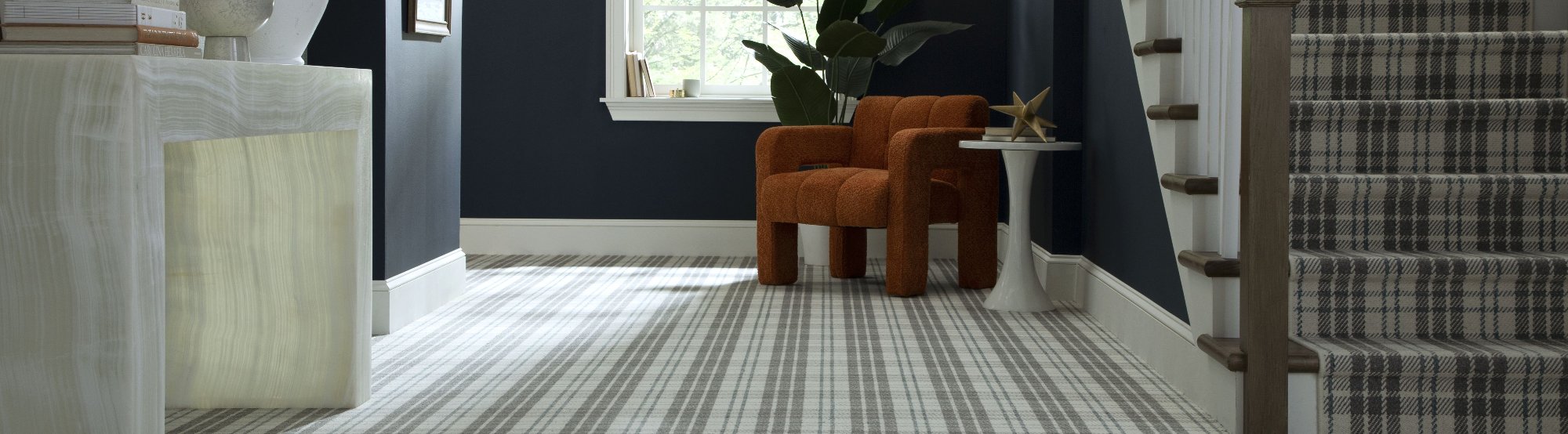 Karastan Black Label Plaid Carpet in a luxury home