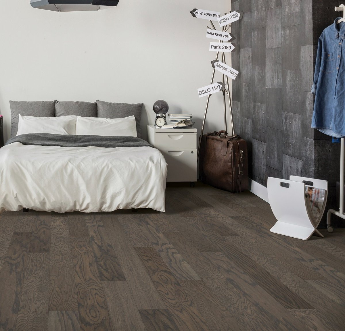 Engineered hardwood flooring in a finished Portland basement