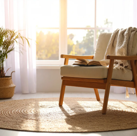 Woven circle area rug