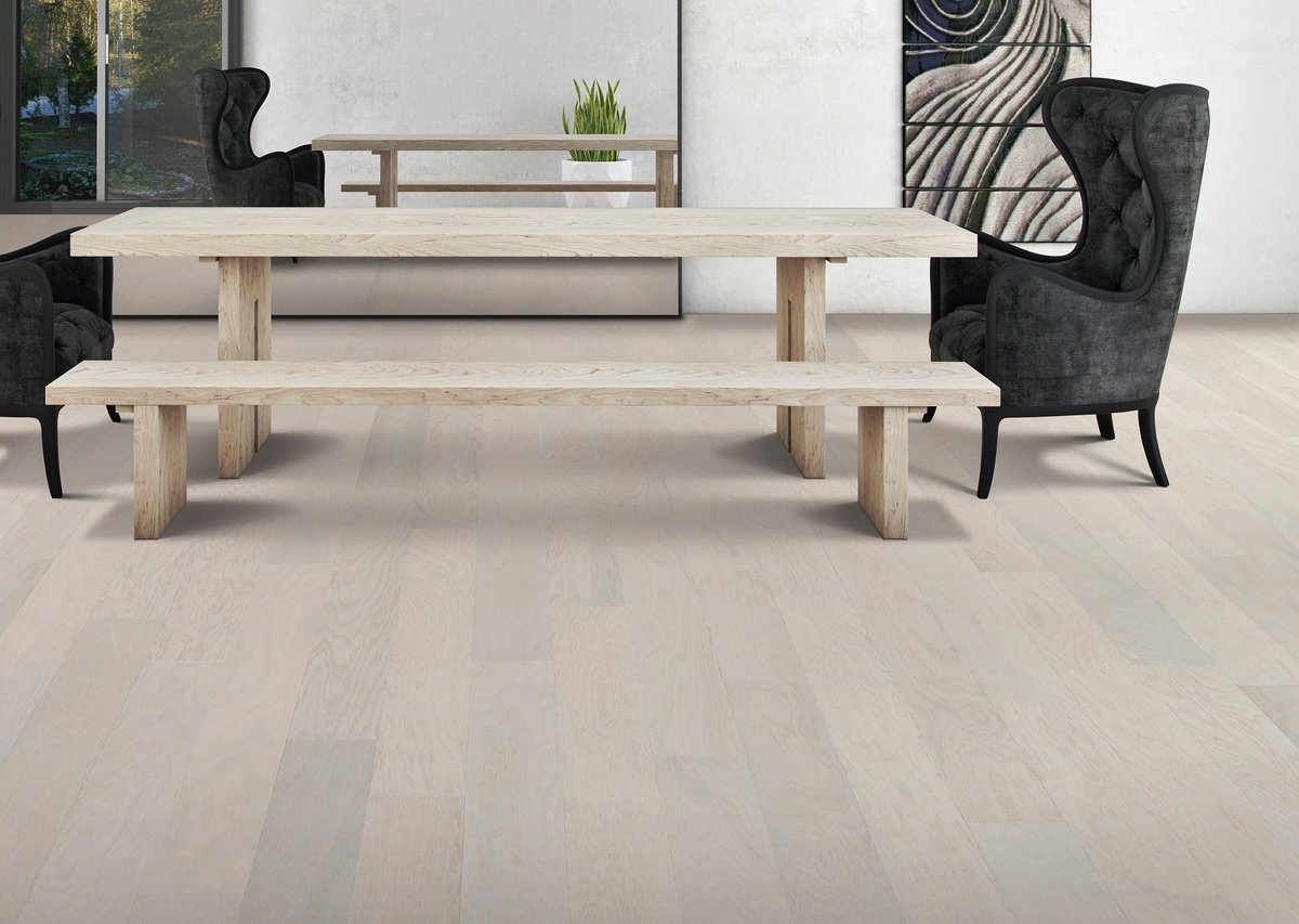 Light tone hardwood flooring in a Portland, OR home